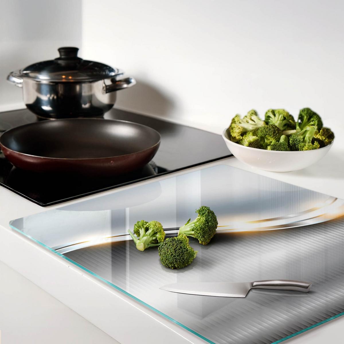 GLASPLATTE 60x52 cm Textur - Silberfarben, Glas (60/0.4/52cm) - TULUP