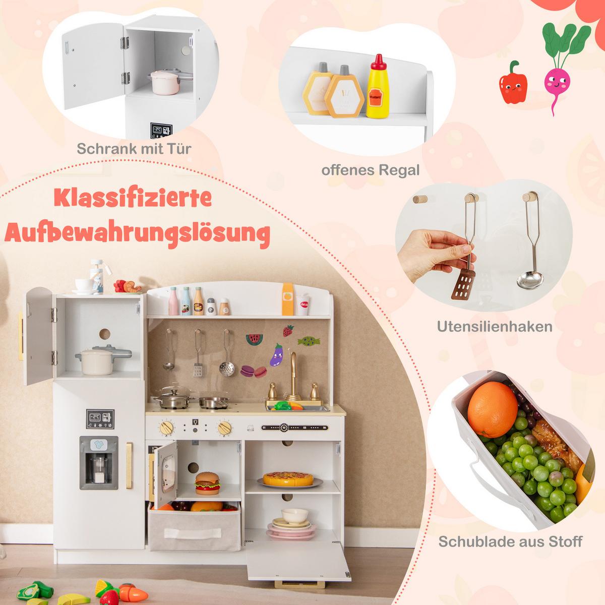 SPIELKÜCHE Weiß - Weiß, Holzwerkstoff (86/83/27cm) - COSTWAY