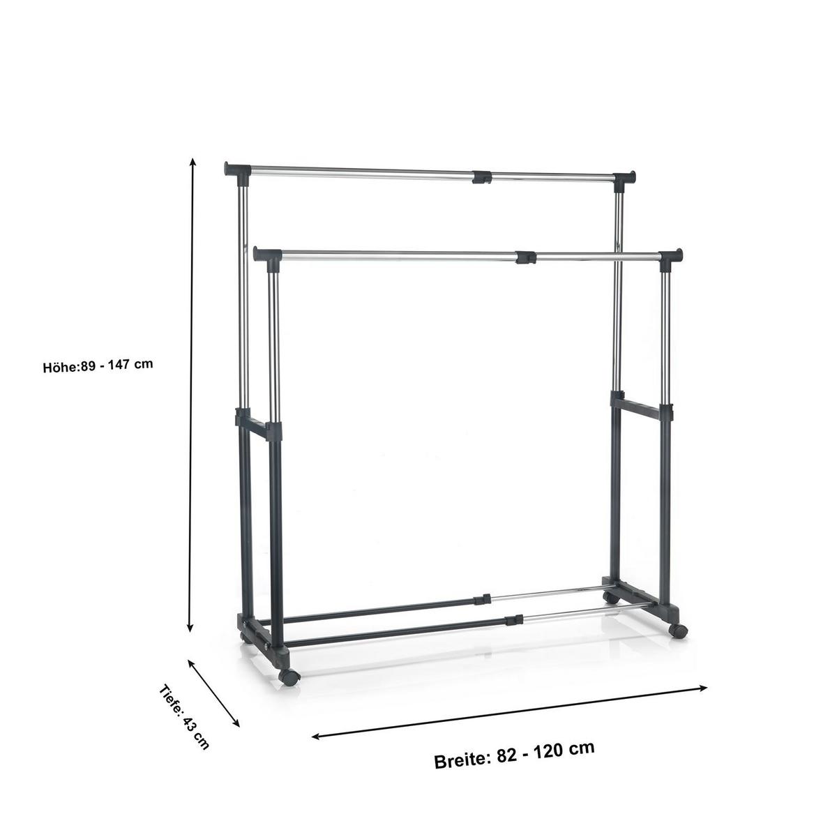 GARDEROBENWAGEN CASA schwarz - Schwarz, Metall (82/89/43cm) - CARO-Möbel