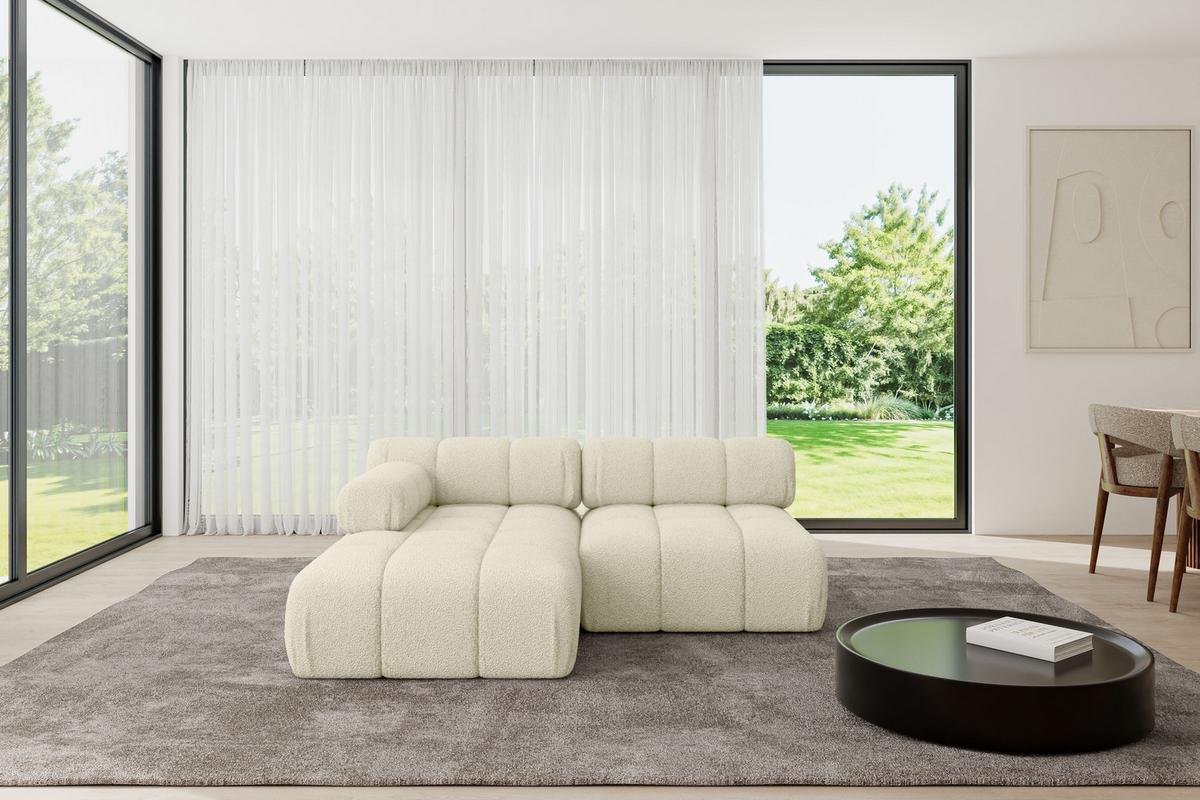 ECKSOFA modulares Sofa Razon-L1 - 190x160x70 cm Beige Bouclé - Beige, Holzwerkstoff/Textil (190/160cm) - ALTDECOR