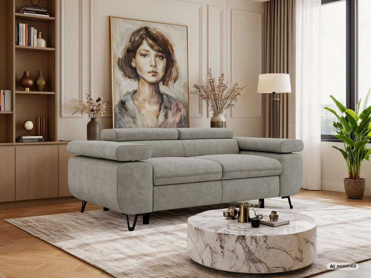 2-SITZER SOFA PETER - Grau Stukture - Graphitfarben/Schwarz, Textil/Metall (200/76/99cm) - MKS
