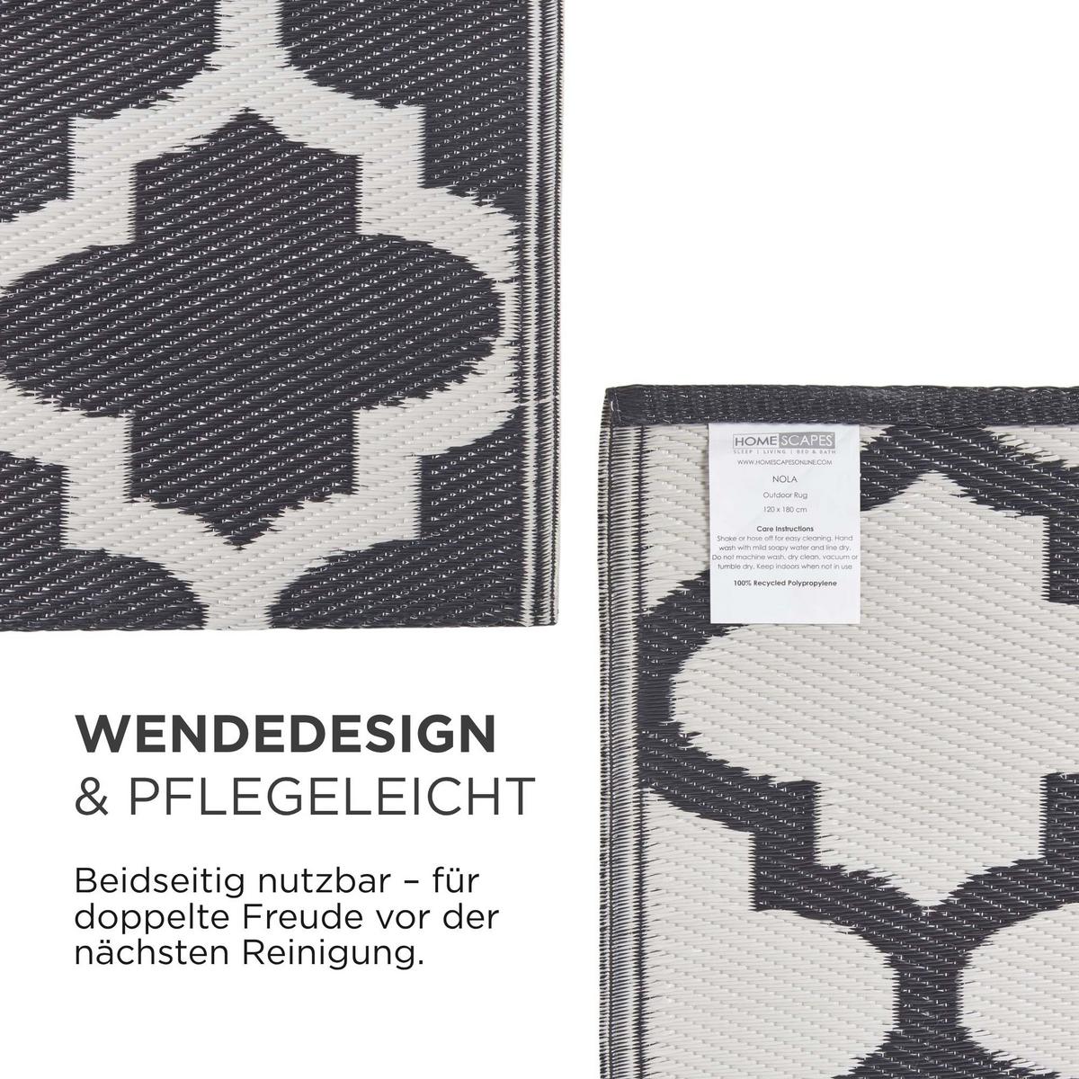 OUTDOORTEPPICH-LÄUFER Nola geometrisch gemustert 75/200 cm - Schwarz, Kunststoff (75/200cm) - Homescapes