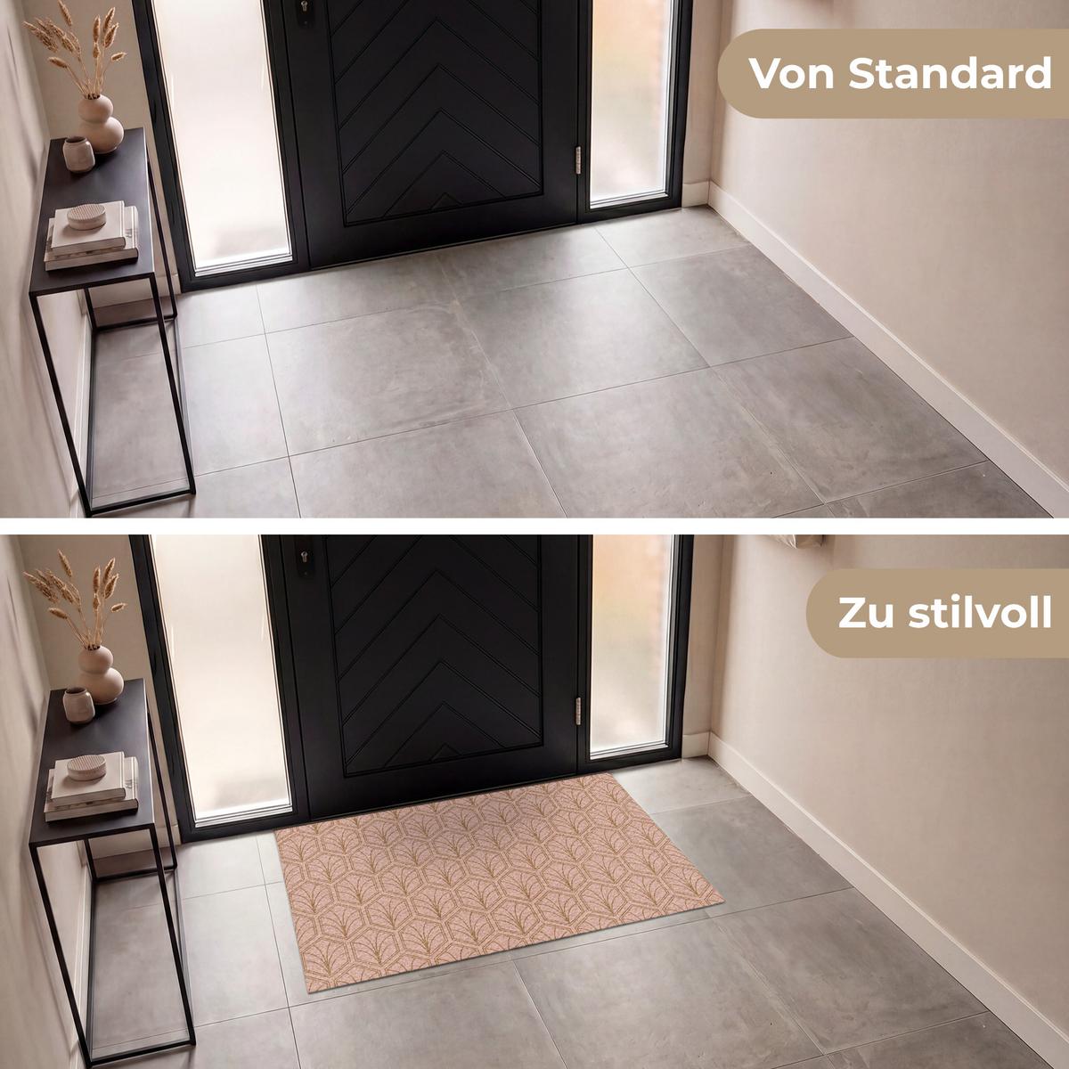 FUSSMATTE Lachsrosa - Muster - Geometrisch Schmutzfangmatte 120x80 cm - Altrosa, Kunststoff (120/0.4cm) - MuchoWow