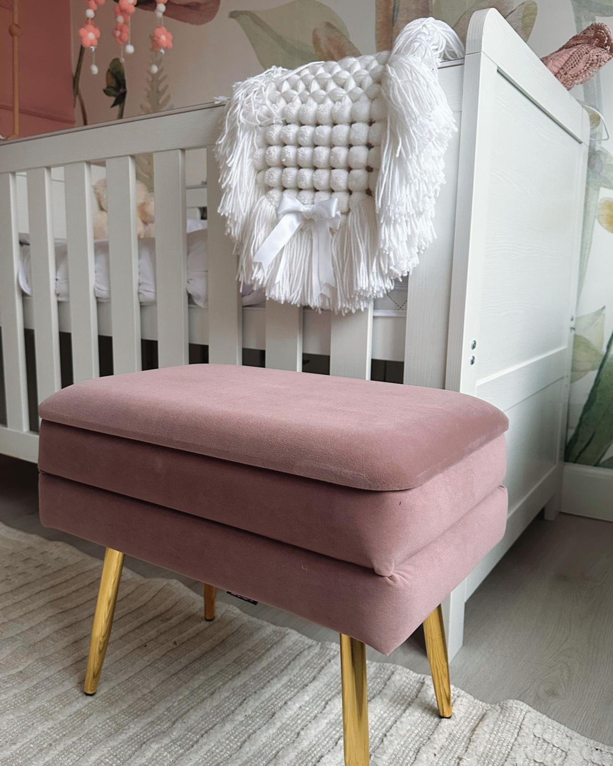 TRUHENBANK Rosa Odessa - Pink/Goldfarben, Textil (49/43/34cm) - Beliani