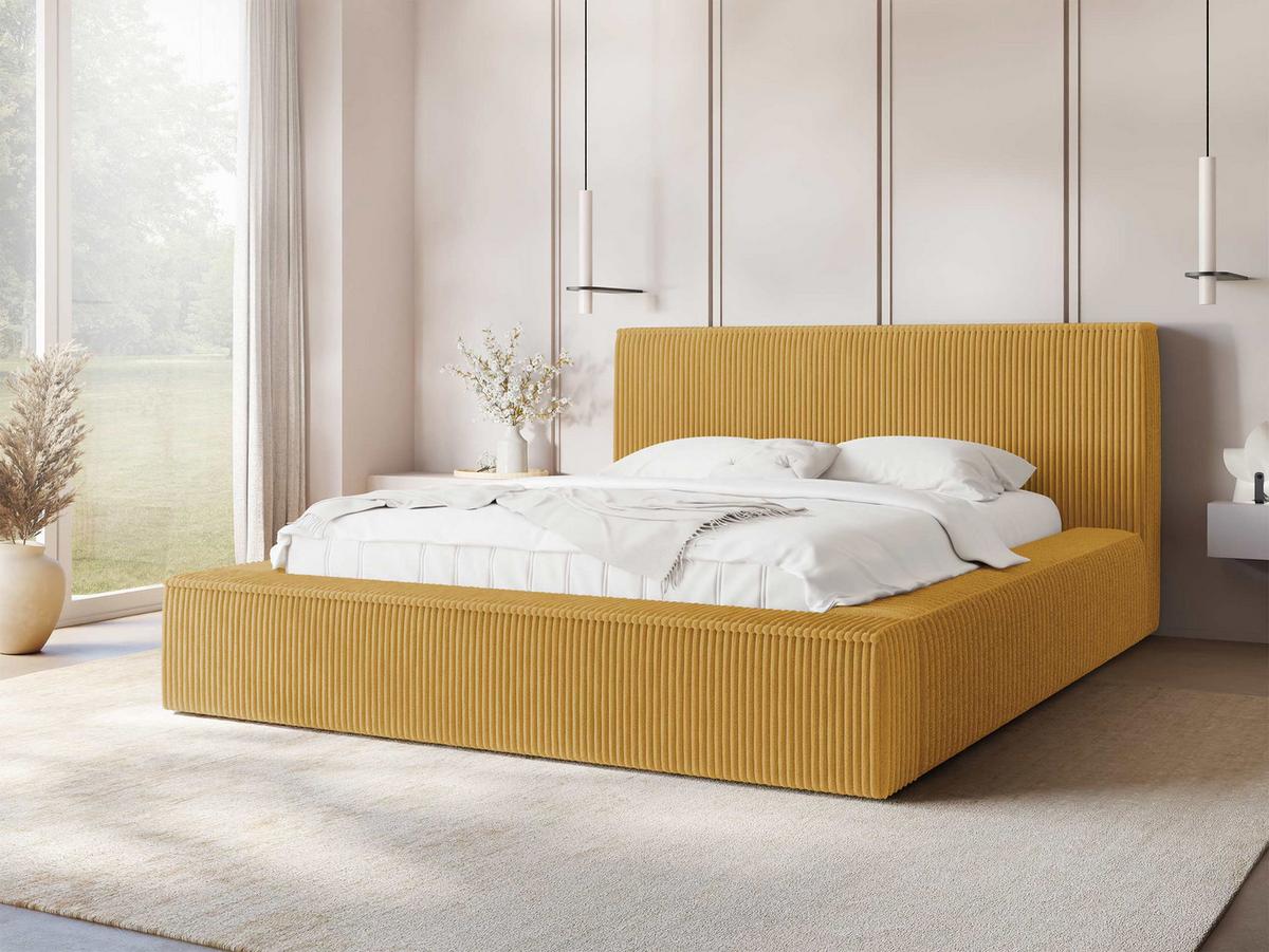 POLSTERBETT Glexi - Gelb, Holz/Textil (160/200cm) - MIRJAN24