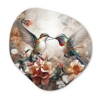 WANDBILD Kolibri - Vögel - Blumen - Natur Room Decor 90x90 cm - Altrosa, Kunststoff (90/90cm) - MuchoWow