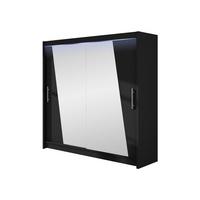 KLEIDERSCHRANK London XIV, mit RGB LED Beleuchtung - Silberfarben/Schwarz, Holzwerkstoff/Kunststoff (180/215/58cm) - MIRJAN24