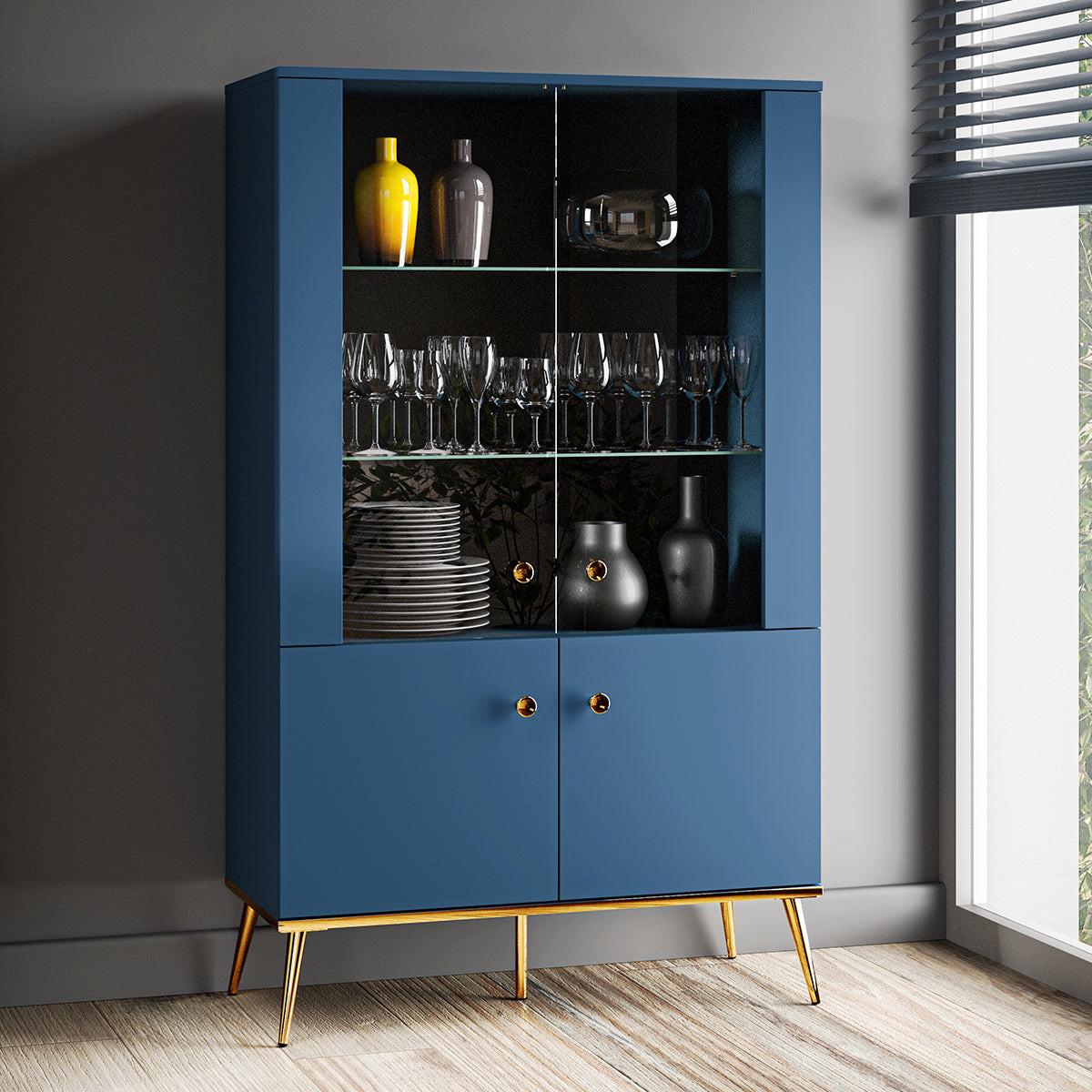 VITRINE Thalia Blau - Blau, Holzwerkstoff (92/152/40cm) - Petits-meubles