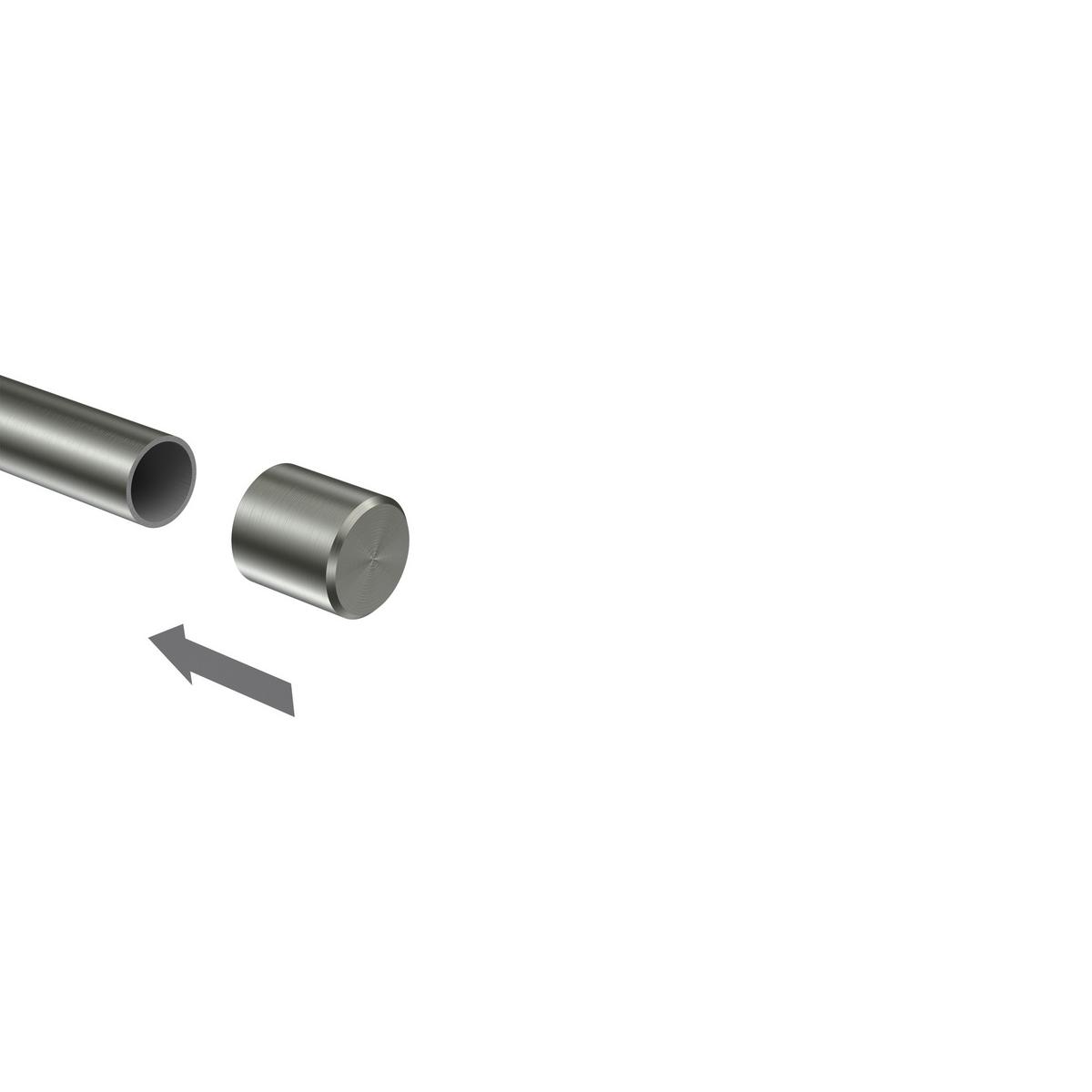 ENDSTÜCKE FÜR GARDINENSTANGEN 16 mm Ø, Casa Edelstahl-Optik, Packung 2 Stück - Edelstahlfarben, Metall (2/2/2cm) - INTERDECO