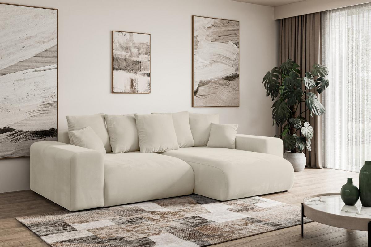 ECKSOFA Ottomane rechts ESKAR-L 266x176x72 Cappuccino Velours - Schwarz/Cappuccino, Holzwerkstoff/Kunststoff (176/266cm) - ALTDECOR
