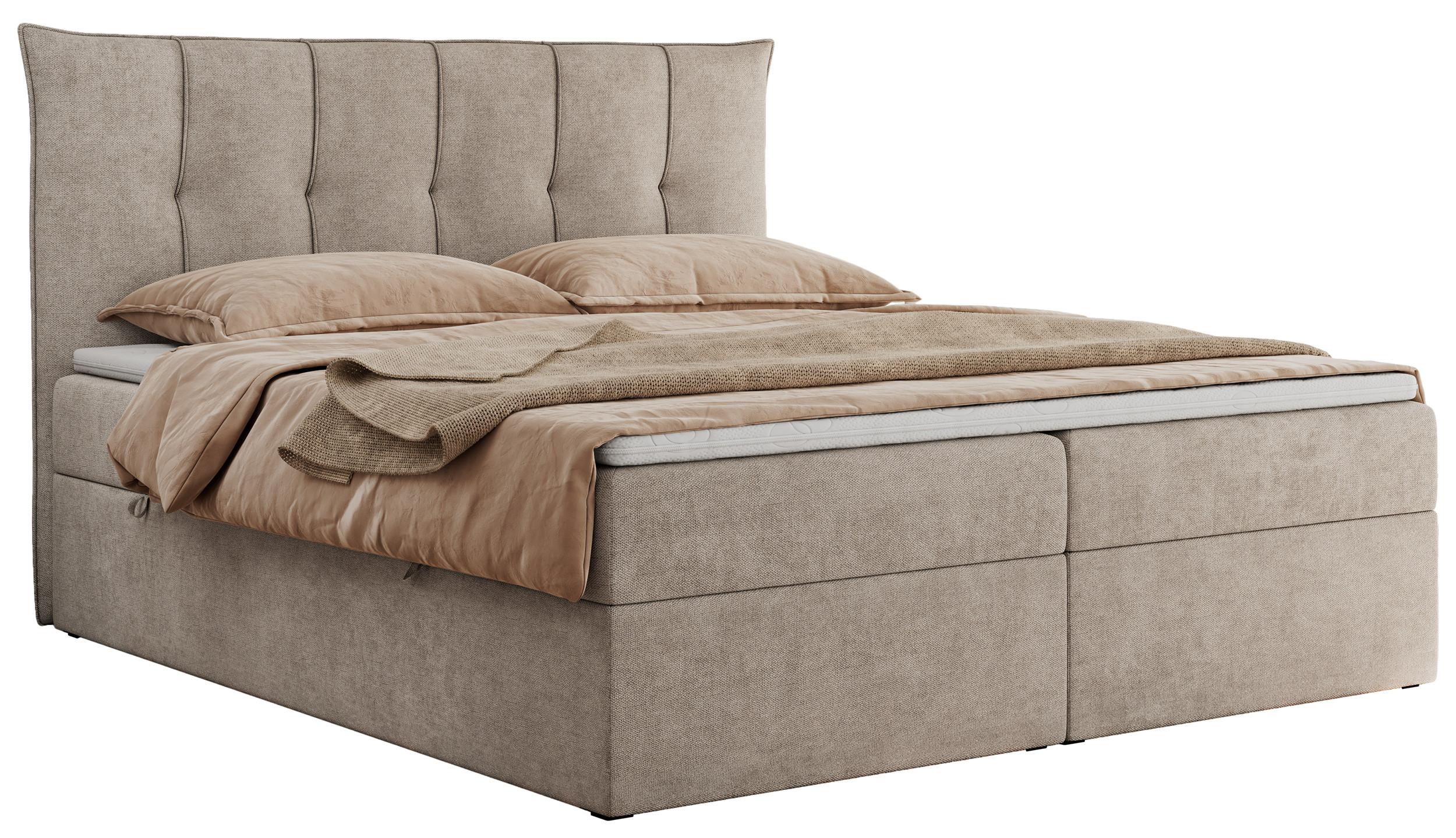 BOXBETT PREMIUM 10 140/200 Beige Struktur - H4 - Beige, Holz/Textil (140/200cm) - MKS