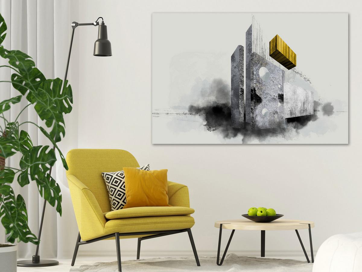 KUNSTDRUCK Schwarz-Weiß 60/40 cm - Gelb/Schwarz, Textil (60/40cm) - KUNSTLOFT