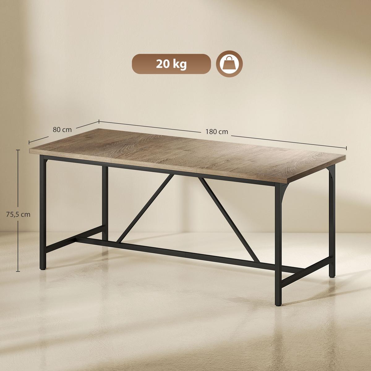 ESSTISCH aus Spanplatte 180/80/76 cm Naturholz - Schwarz/Naturfarben, Holzwerkstoff (180/80/75.5cm) - HOMCOM