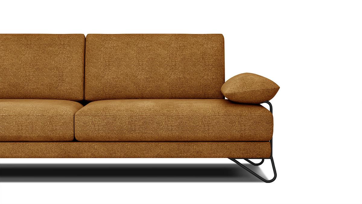SOFA LORI 3-Sitzer, orange - Schwarz/Orange, Holzwerkstoff/Textil (245/87/96cm) - Wozimo