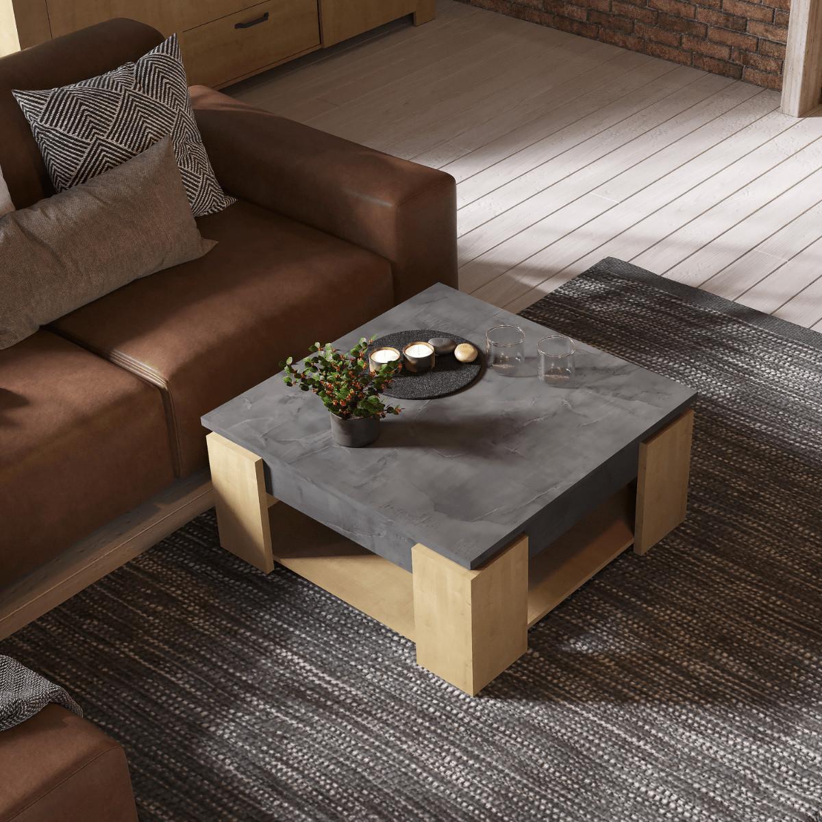 COUCHTISCH - austin 80/80/37,2 cm - Eschefarben, Holzwerkstoff (80.8/80/37.2cm) - Calicosy