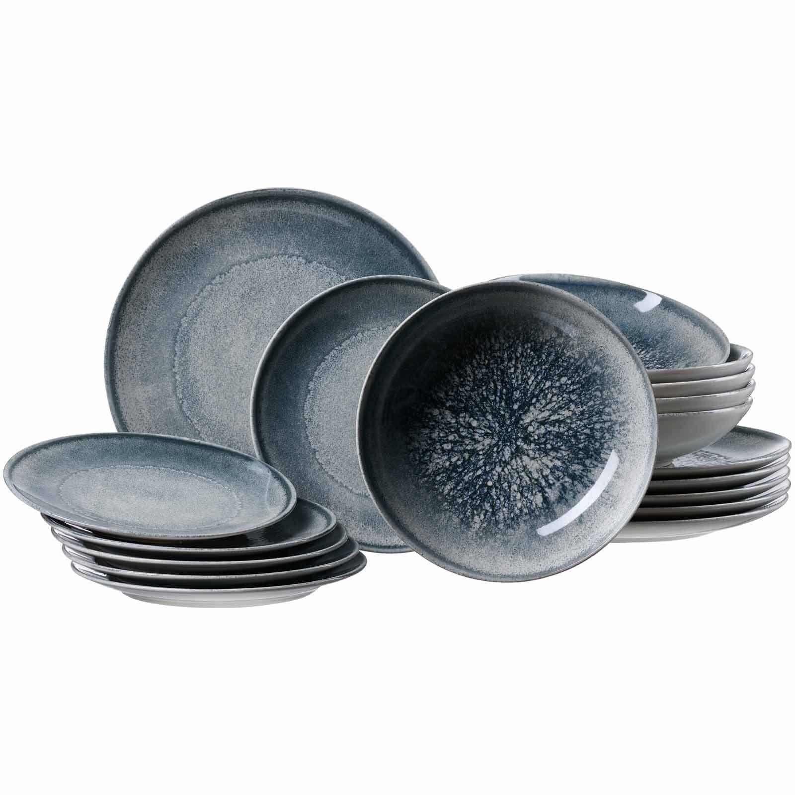 TELLER-SET Grana grau 18-tlg. - Grau, Keramik (2/2/2cm) - Ritzenhoff Breker