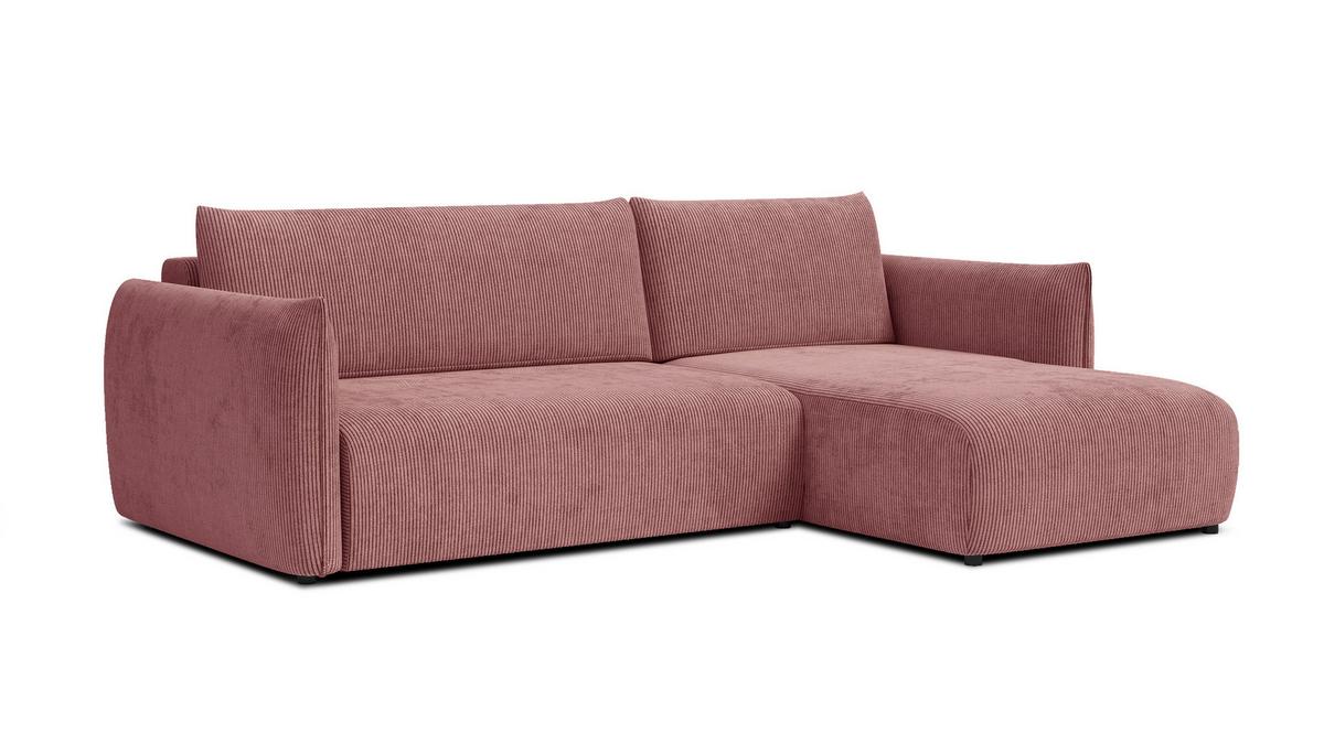 ECKSOFA TAUER 3-Sitzer links, altrosa - Altrosa/Schwarz, Holz/Textil (248/173cm) - Wozimo