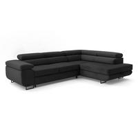 ECKSOFA Velmo mit Bettkasten und Schlaffunktion, verstellbaren Kopfstützen, in L-Form - Dunkelgrau, Textil (275/203cm)