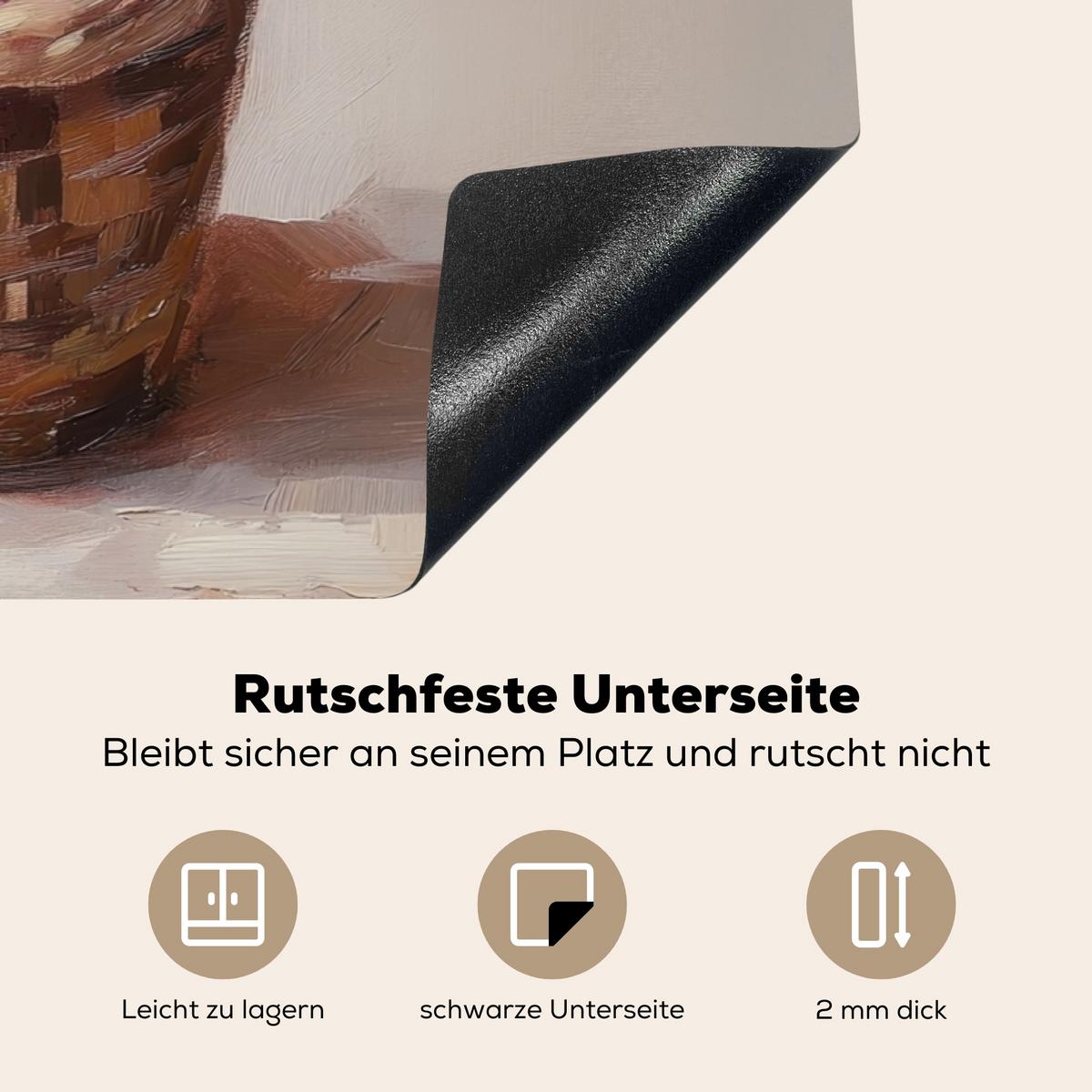 HERDABDECKPLATTE Korb - Eier - Rosa Ceranfeldabdeckung 76x51.5 cm - Beige, Kunststoff (76/51.5/0.2cm) - MuchoWow