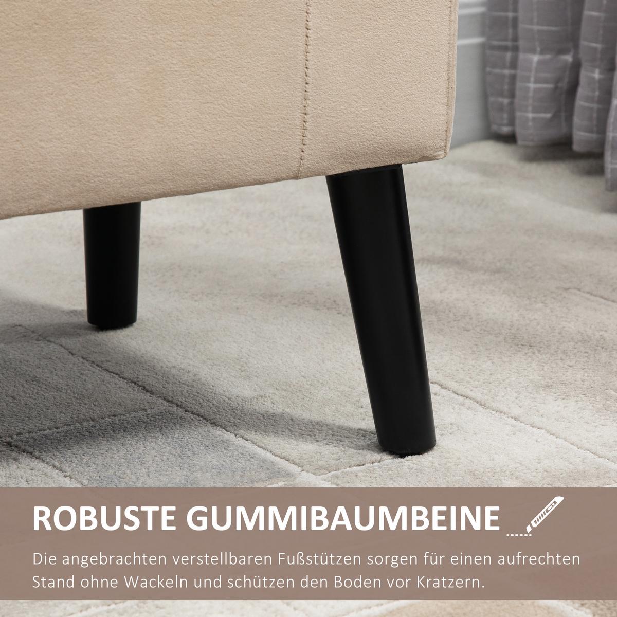 TRUHENBANK modern Gummiholz Beige - Beige, Kunststoff (41/65/111.5cm) - HOMCOM