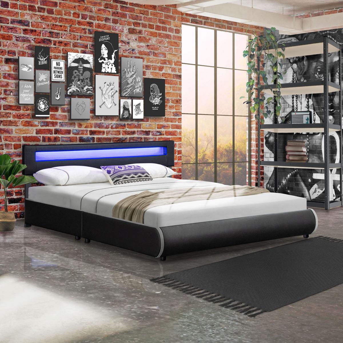 POLSTERBETT Sevilla schwarz 180x200 cm - Schwarz, Holz (180/200cm) - Juskys