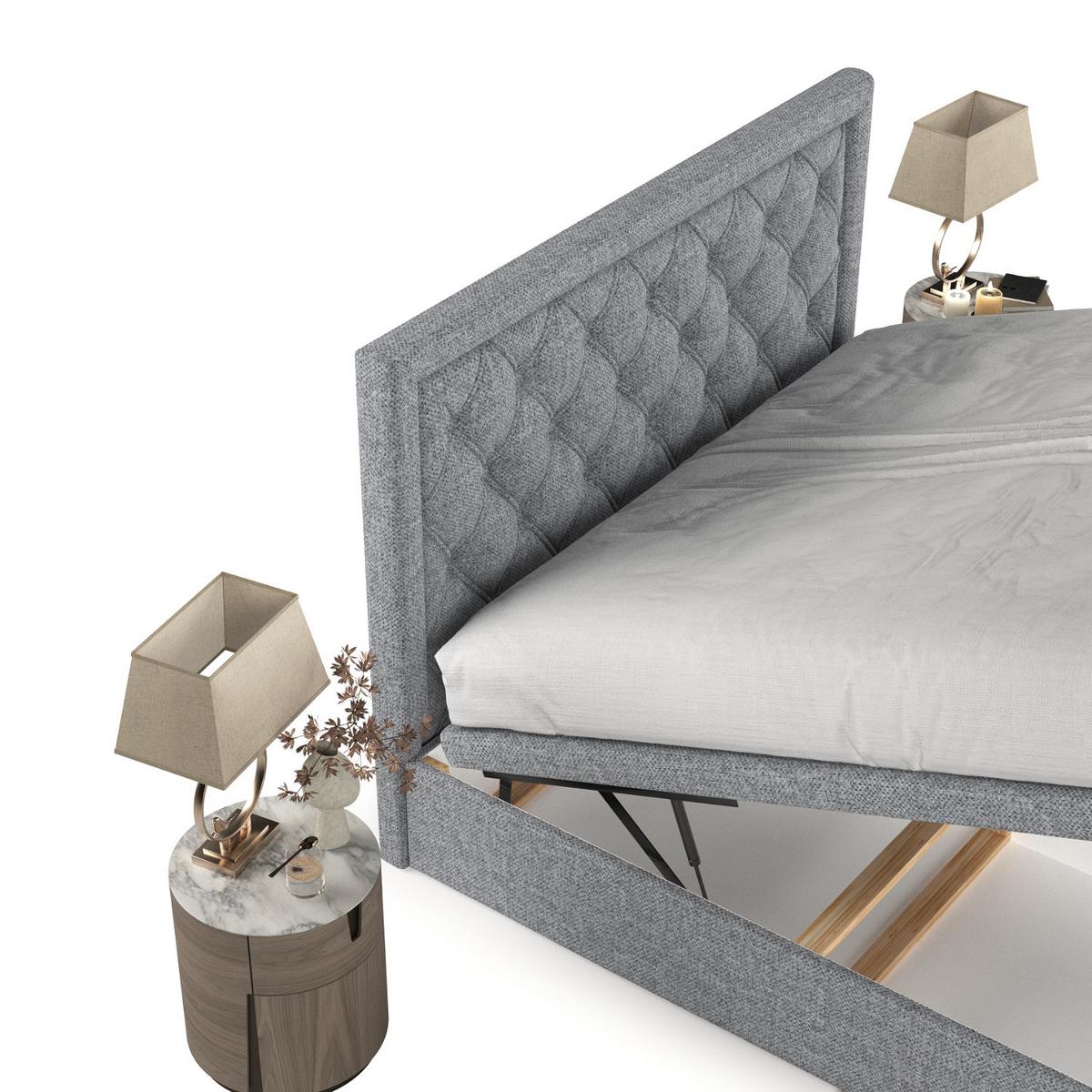POLSTERBETT Nicobar mit Stauraum 160/200 cm Grau im Alta Stoff - Schwarz/Grau, Holz/Holzwerkstoff (160/200cm) - AltaBeds