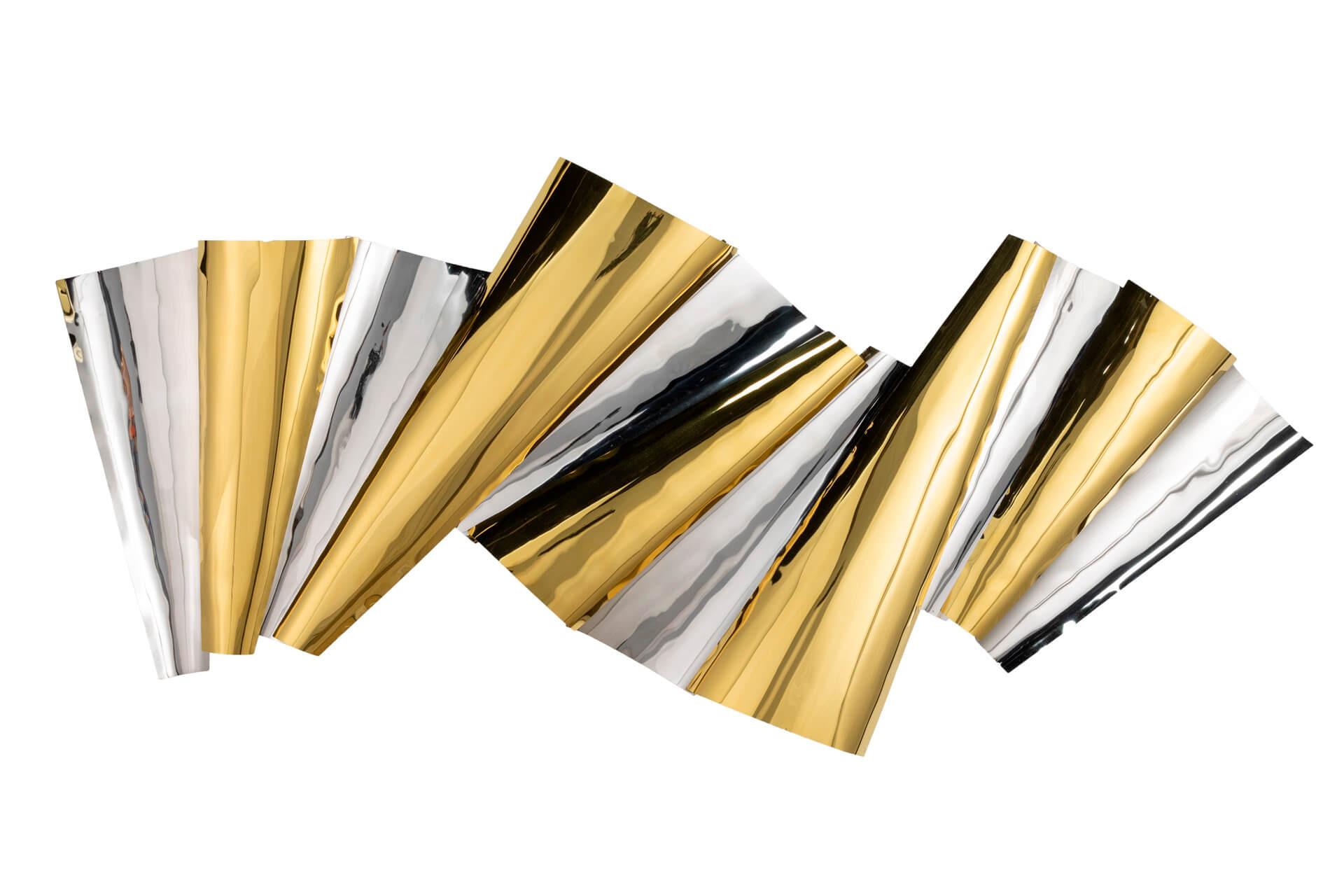 WANDDEKO Gold 120/60 cm - Silberfarben/Goldfarben, Metall (3.6/60/8cm) - KUNSTLOFT