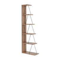 ECKREGAL 6 Regale Pin und Schwarz Dekor H150 cm - Tlos - Nussbaumfarben, Holz/Holzwerkstoff (22/150/50cm) - Calicosy