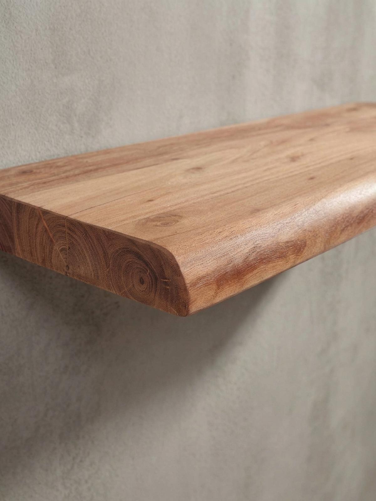 WANDREGAL Akazienholz Baumkante Rustikal, Beige 40x26x4 cm - Beige, Holz (40/4/26cm) - KADIMA DESIGN