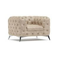 CHESTERFIELD-SESSEL Quantum Beige Samt - Beige/Silberfarben, Holz/Textil (125/75/100cm) - S-Style Möbel