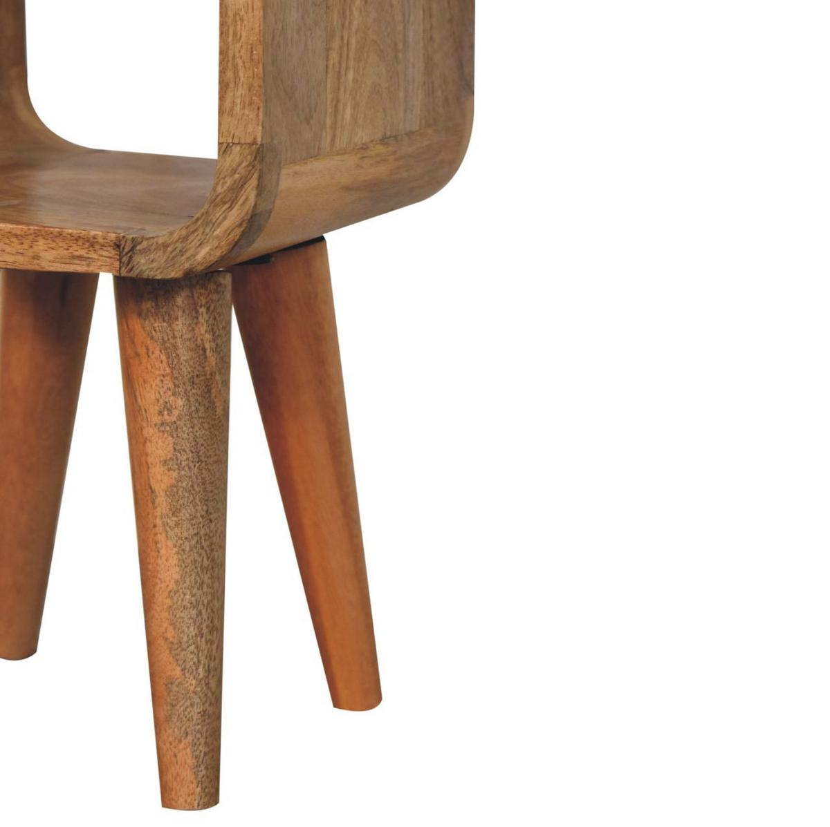 NACHTTISCH Massivholz Extra Mini Minimalistisch Gebogen Oak-ish, Offenes Fach, Hellbraun - Hellbraun, Mangoholz/Holz (20/40/20cm) - Artisan Furniture