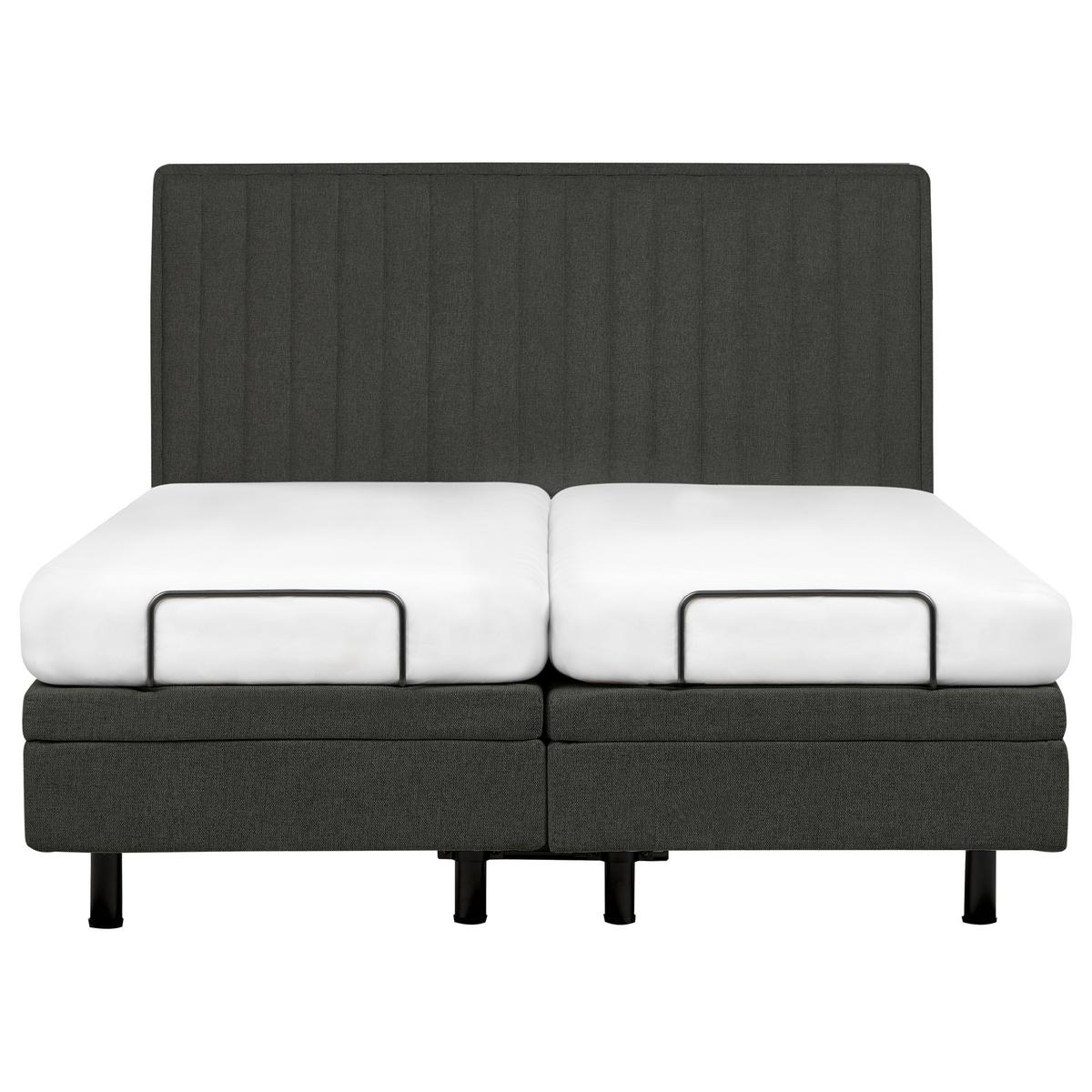 BETT 160/200 cm Dunkelgrau Duke II - Dunkelgrau/Schwarz, Textil (160/200cm) - Beliani