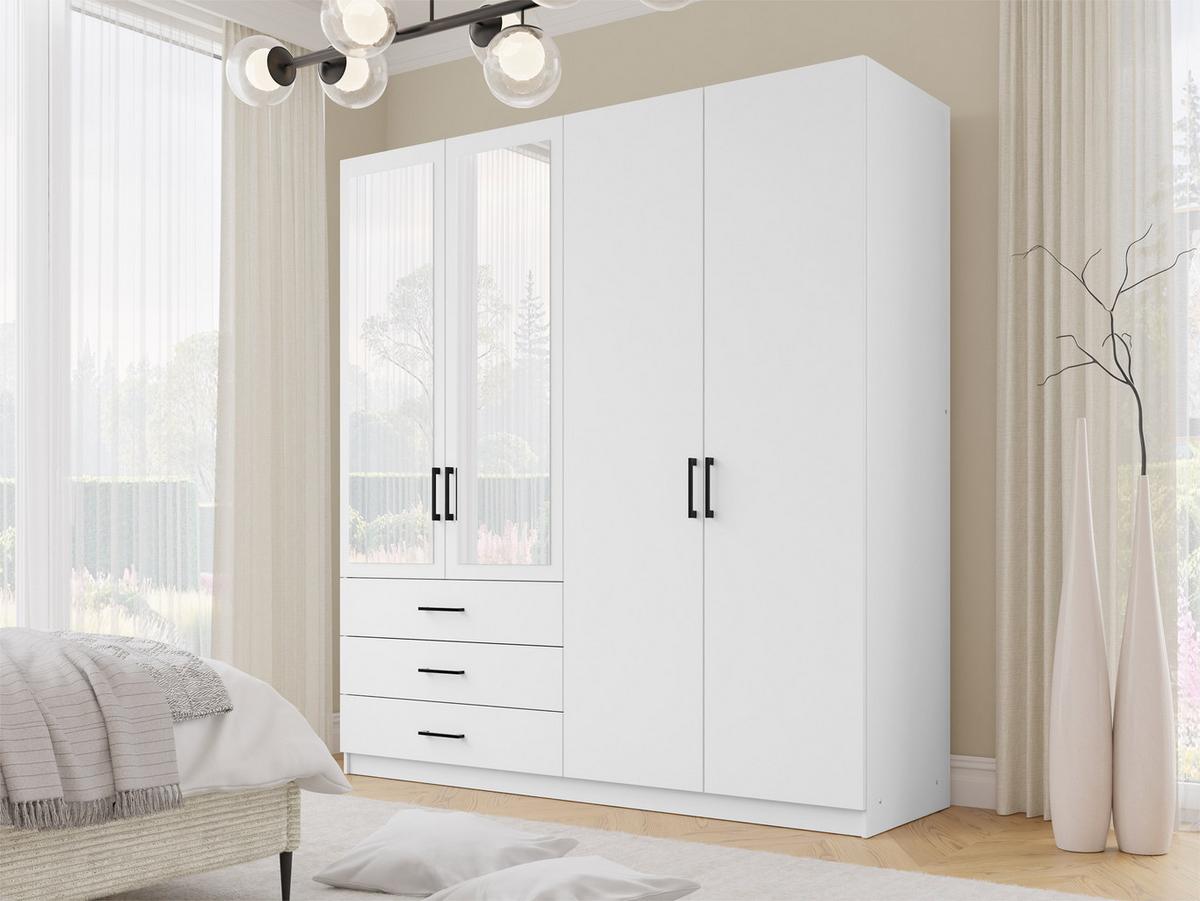 DREHTÜRENSCHRANK Pekin 4D - Schwarz/Weiß, Holzwerkstoff/Kunststoff (196/215/60cm) - MIRJAN24