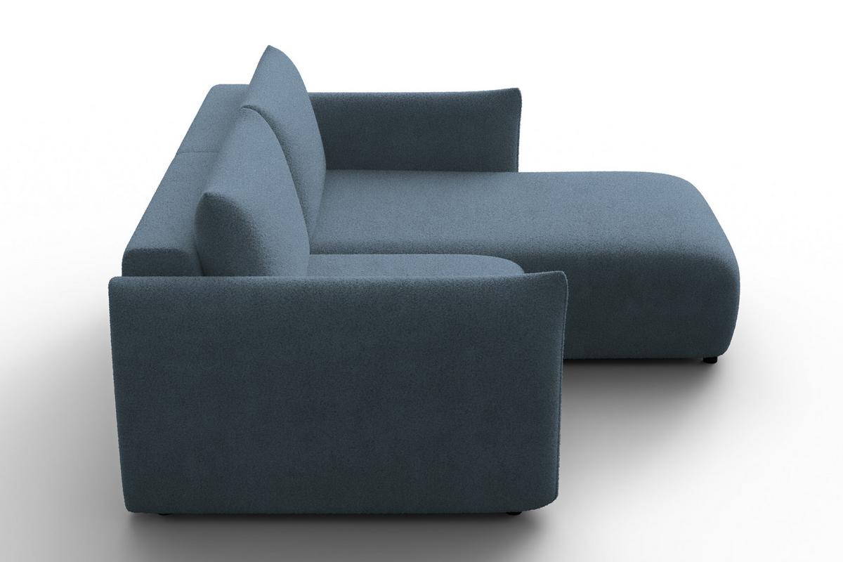 ECKSOFA TAUER 3-Sitzer RECHTS, Bouclé-Stoff blau - Blau/Schwarz, Holz/Textil (206/173cm) - Courtois Laville