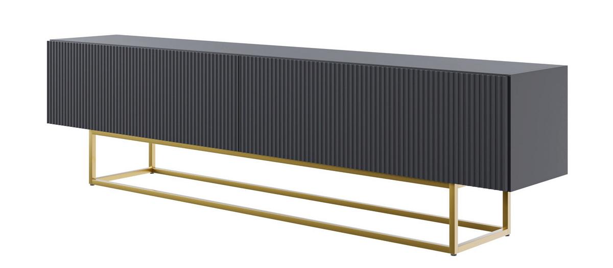 TV-SCHRANK Veldio Schwarz Gold 175 cm - Goldfarben/Schwarz, Holzwerkstoff/Metall (175/46.5/31.6cm) - Selsey