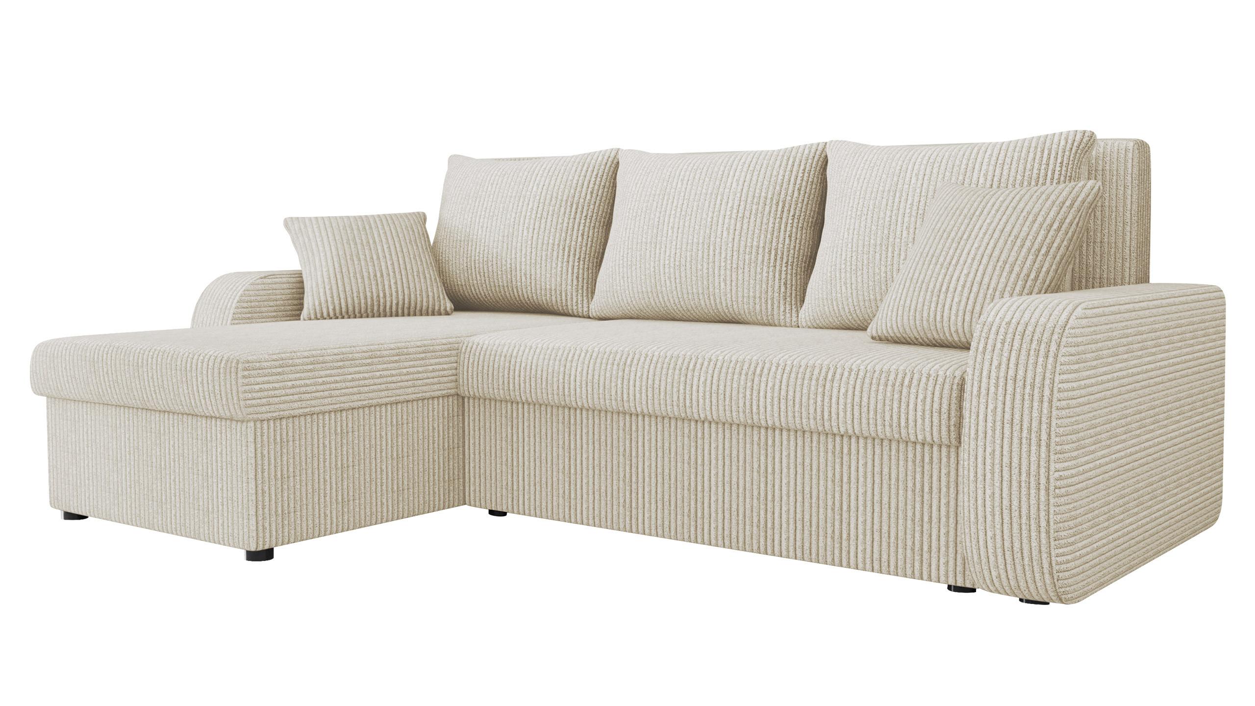 ECKSOFA Kris Cord - Creme/Schwarz, Holz/Kunststoff (238/147cm) - MIRJAN24