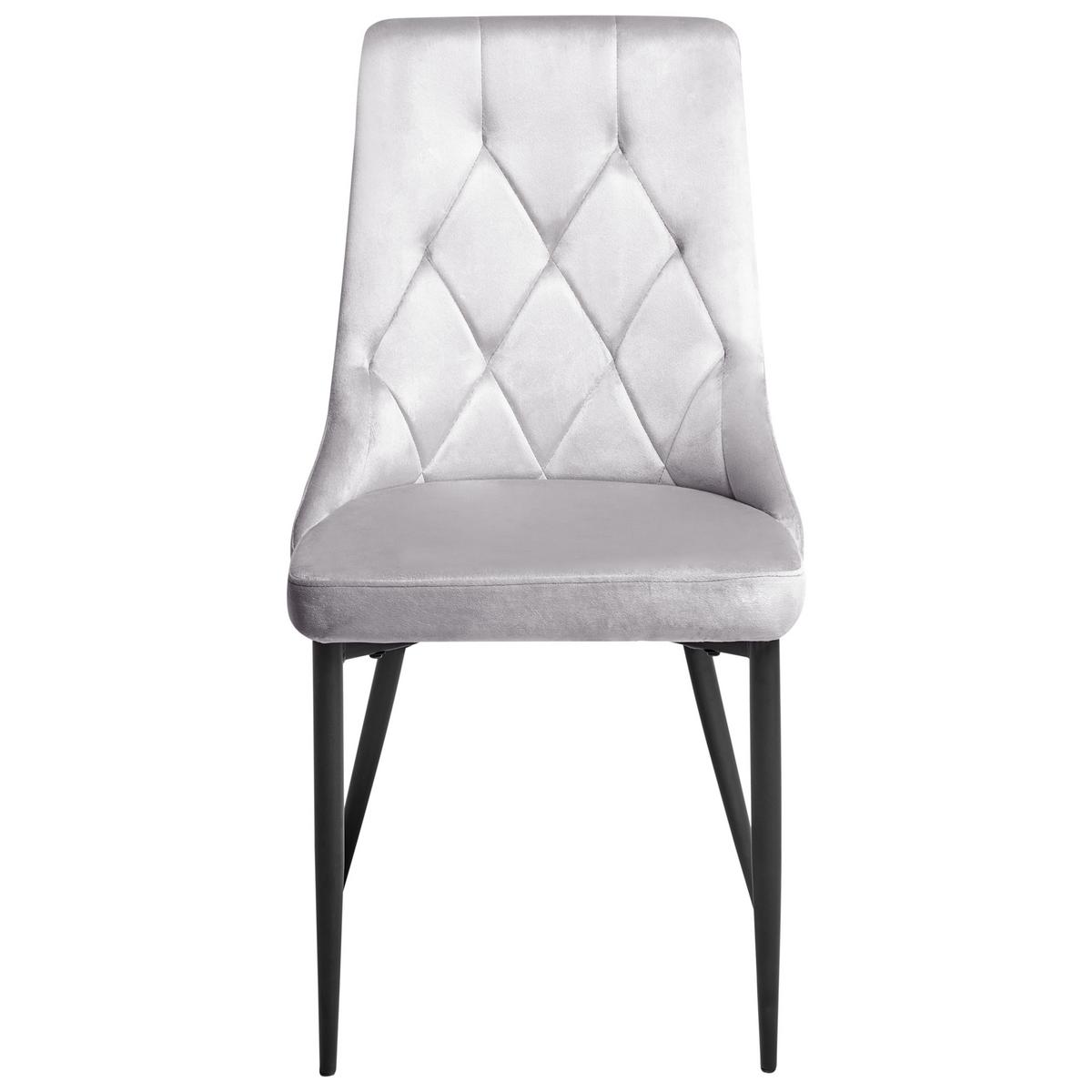 ESSZIMMERSTUHL 2er-Set Samtstoff Hellgrau Avenir - Hellgrau, Textil (49/96/61cm) - Beliani