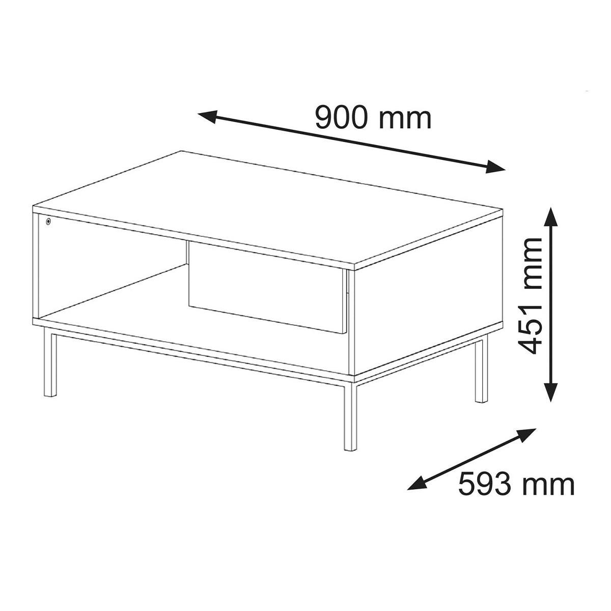 COUCHTISCH Philaé Weiß und Schwarz - Weiß, Holzwerkstoff (60/90/43cm) - Petits-meubles