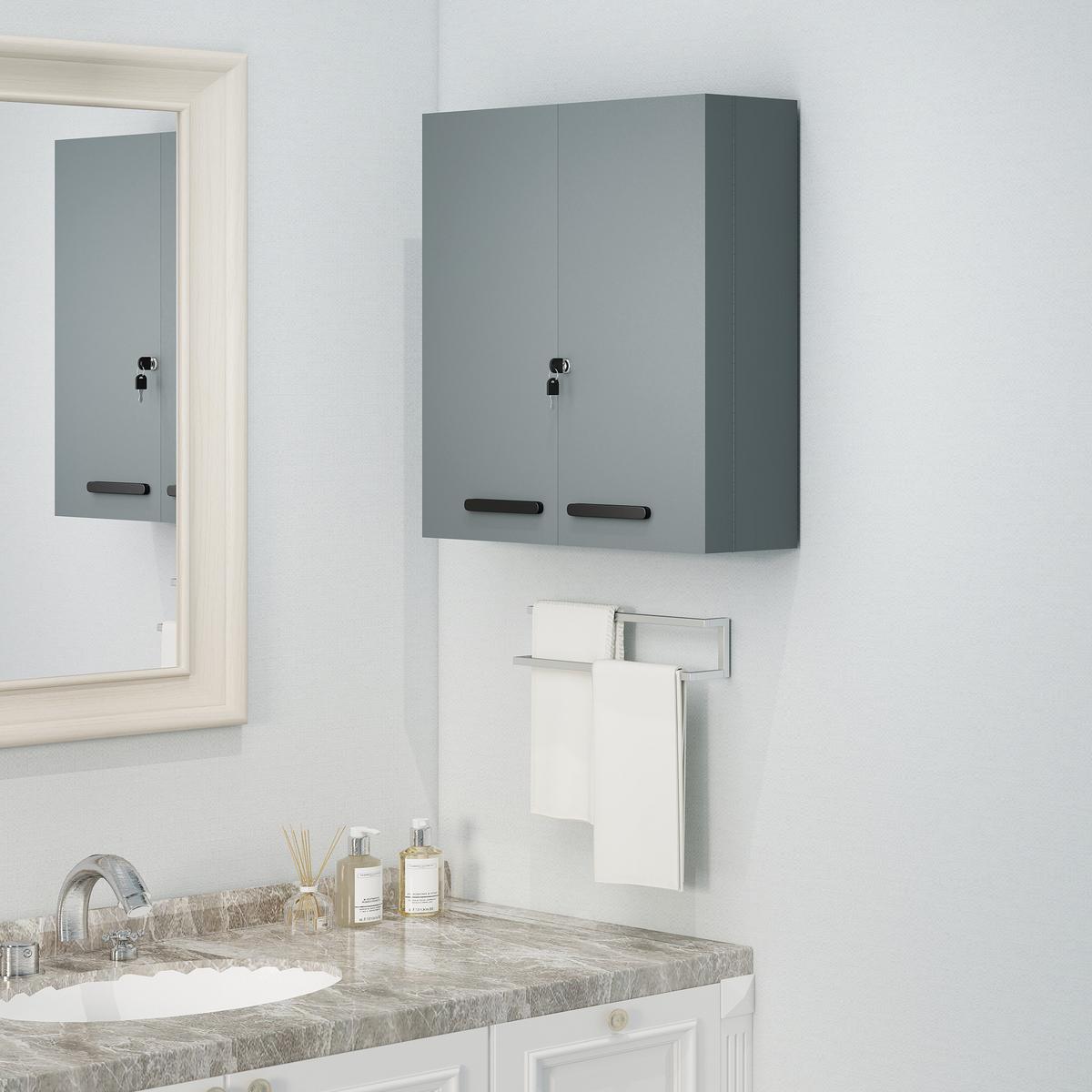 MEDIZINSCHRANK Kaltgewalzter Stahl Kohlegrau - Dunkelgrau/Schwarz, Metall (18/60/55cm) - Kleankin