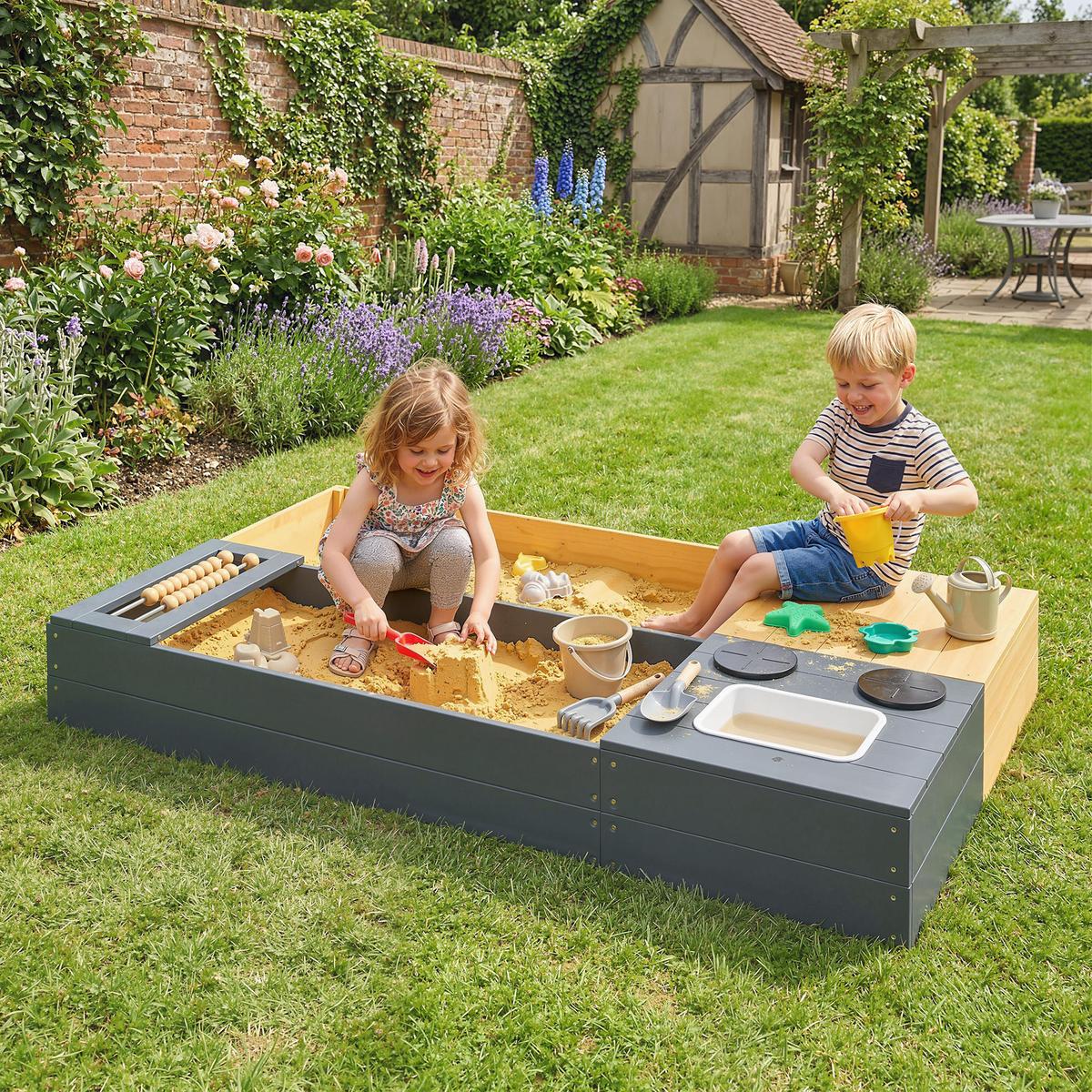 SANDKASTEN 2er Set Tannenholz Kunststoff Gelb - Gelb, Holz (150/90/19.5cm) - AIYAPLAY