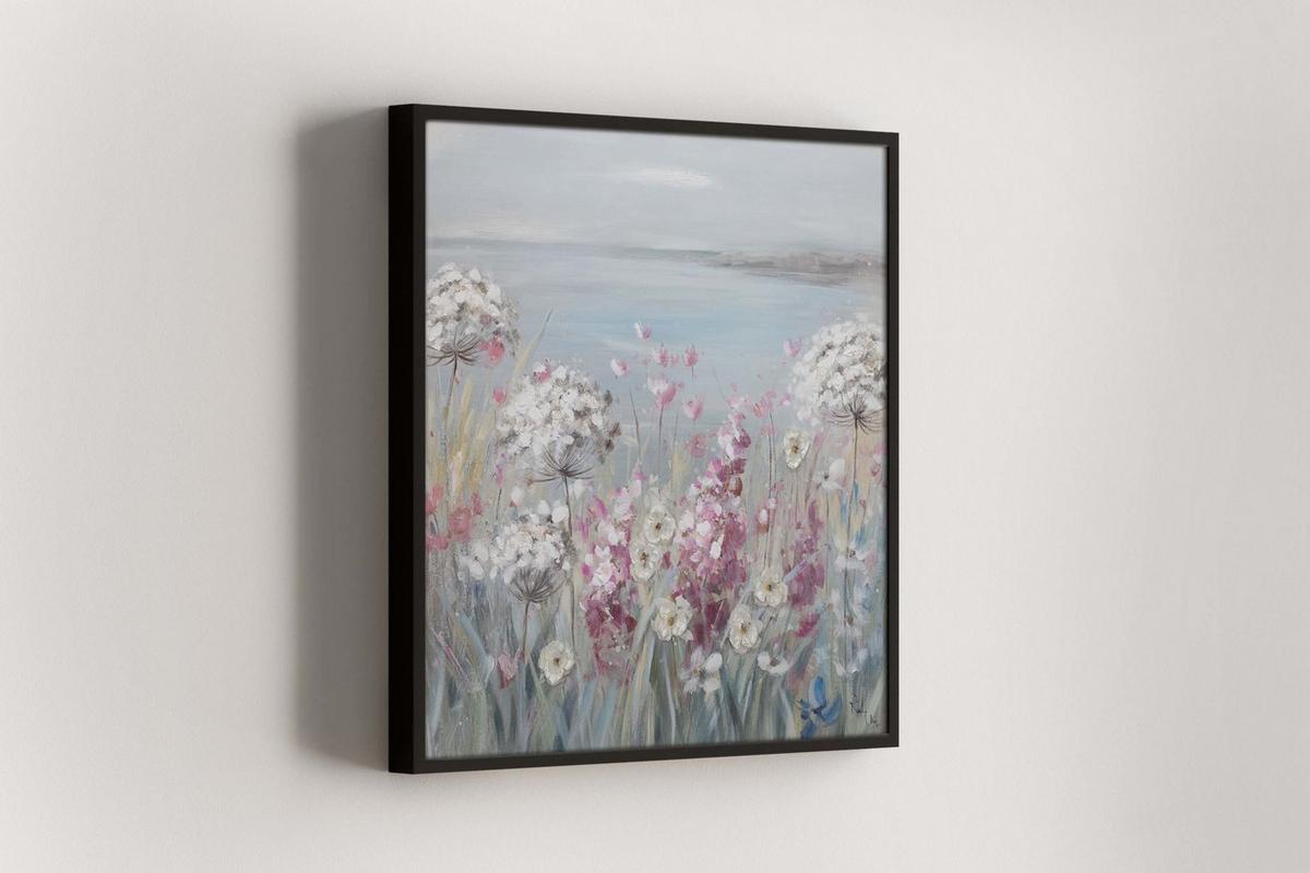 ACRYLBILD HANDGEMALT 80/80 cm - Blau/Pink, Holz/Textil (80/80cm) - KUNSTLOFT