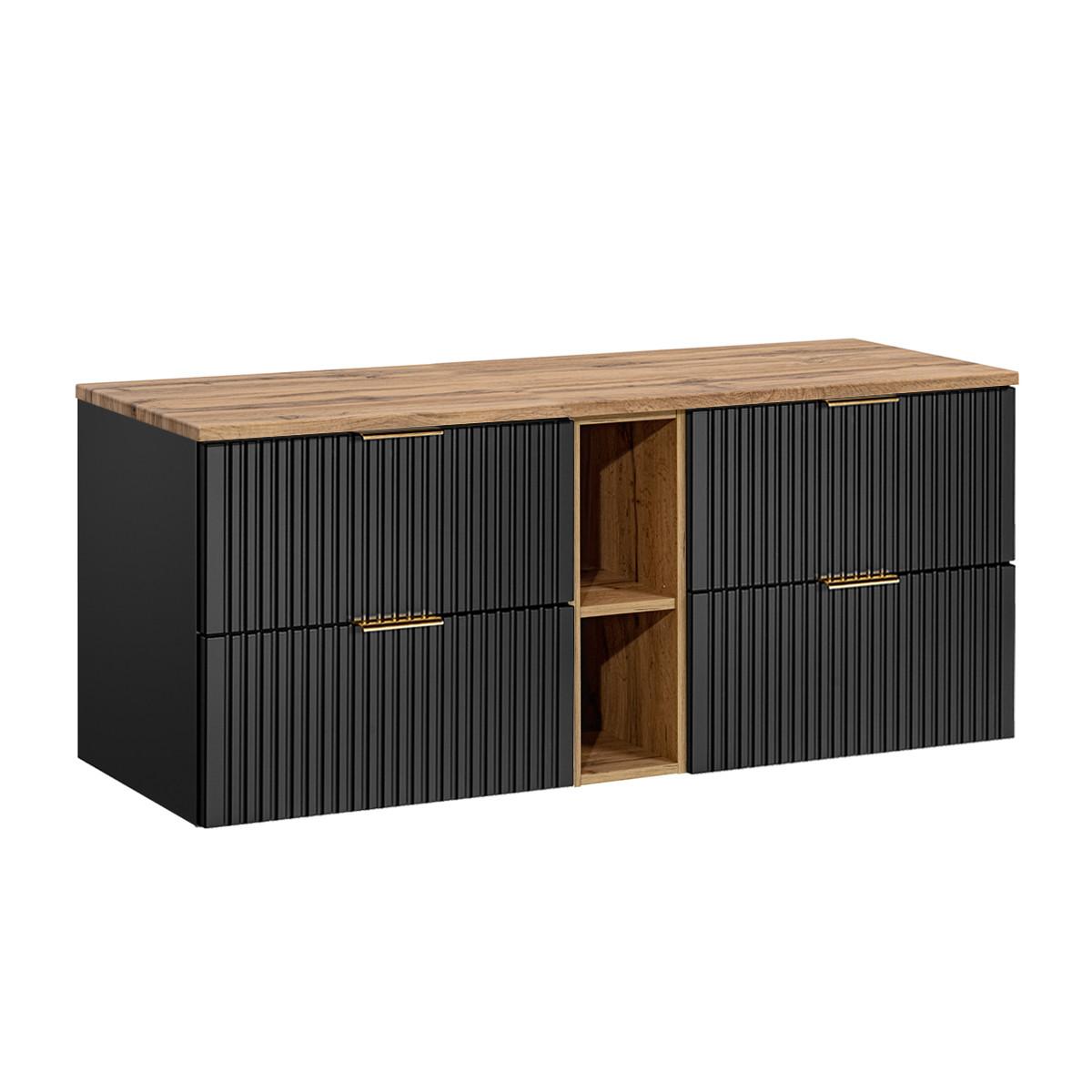 WASCHTISCHUNTERSCHRANK 140.8cm Adriel Schwarz - Schwarz, Holzwerkstoff (140.8/59/46cm) - Petits-meubles