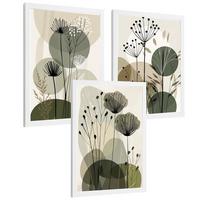 POSTER 4er Kunstdruck-Set Wandbilder Blumen Botanisch modern Wohnzimmer Deko, Schlafzimmer, Küche, Badezimmer Weißer Rahmen A4 - Weiß, Papier (29.7/1/21cm) - Nacnic