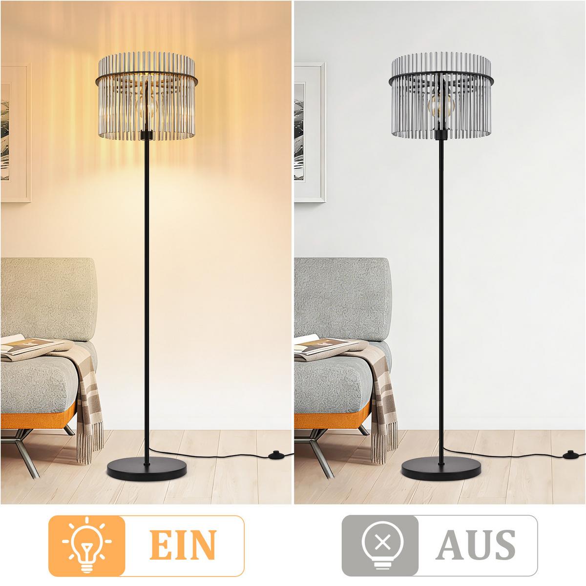 STEHLAMPE Lumistad 38/30/154 cm - Schwarz, Glas/Metall (38/30/154cm) - ZMH