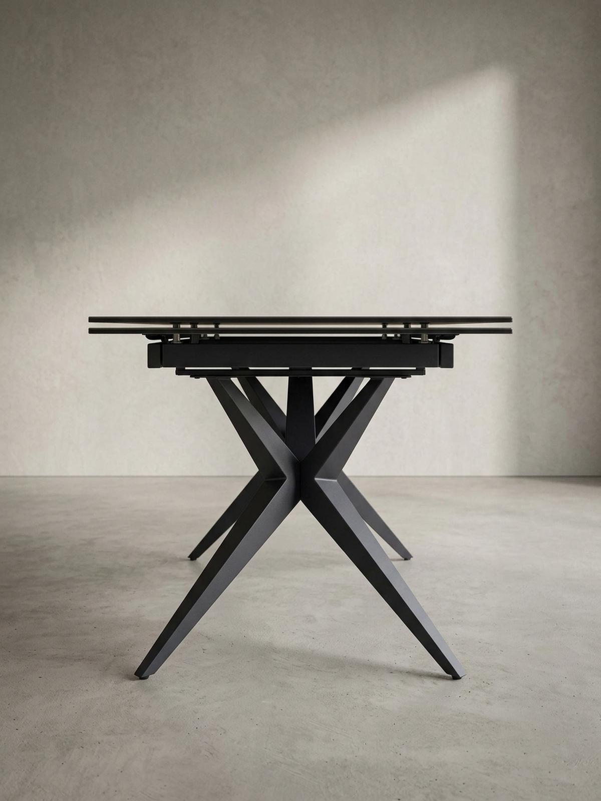 ESSTISCH Ausziehbar Keramik Glas Marmoroptik Groß, Schwarz 180x95x76 cm - Schwarz, Keramik/Metall (95/180/76cm) - KADIMA DESIGN