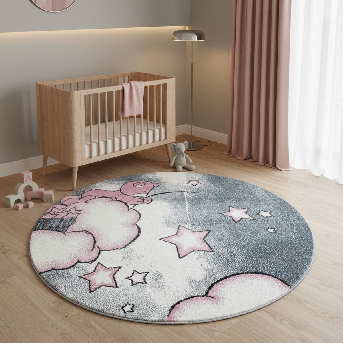 KINDERTEPPICH TASNA, mit Bären-Motiv, Rosa, Ø 160 cm - Rosa, Textil (160/160cm) - KADIMA DESIGN