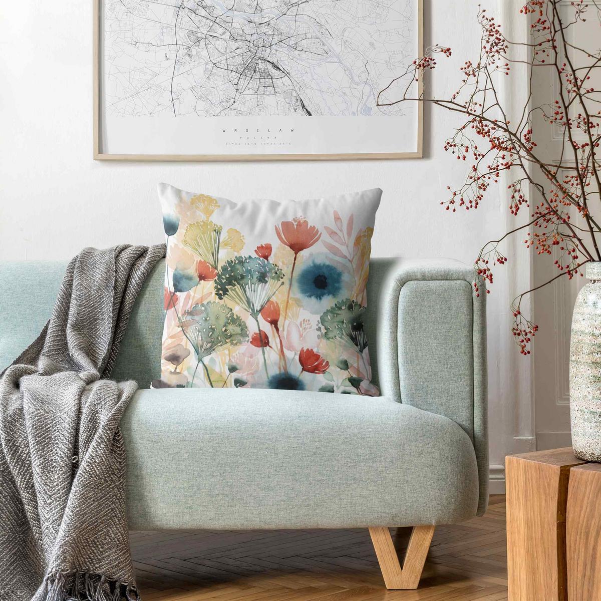 KISSENBEZUG Wildblumen im Sommer I 40/40 cm - Weiß, Textil (40/40cm) - Bilderwelten