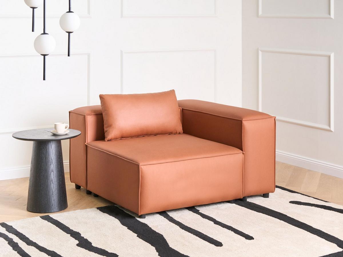 ECKMODUL Stoff Goldbraun symmetrisch Brande - Goldfarben, Textil (123/70/121cm) - Beliani