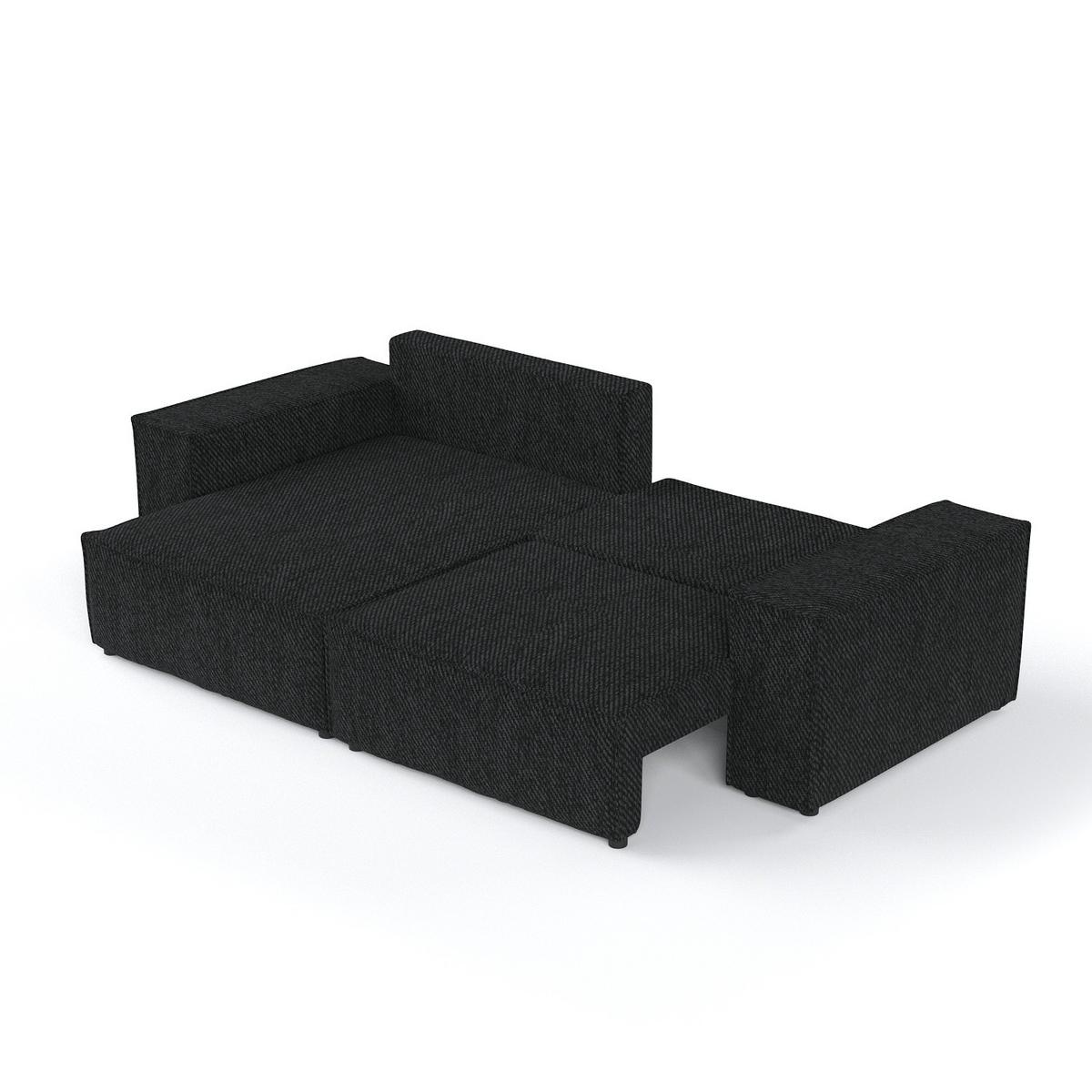 ECKSOFA SENSO mit Schlaffunktion Schwarz im Neve Stoff - Schwarz, Holz/Holzwerkstoff (255/148cm) - AltaBeds
