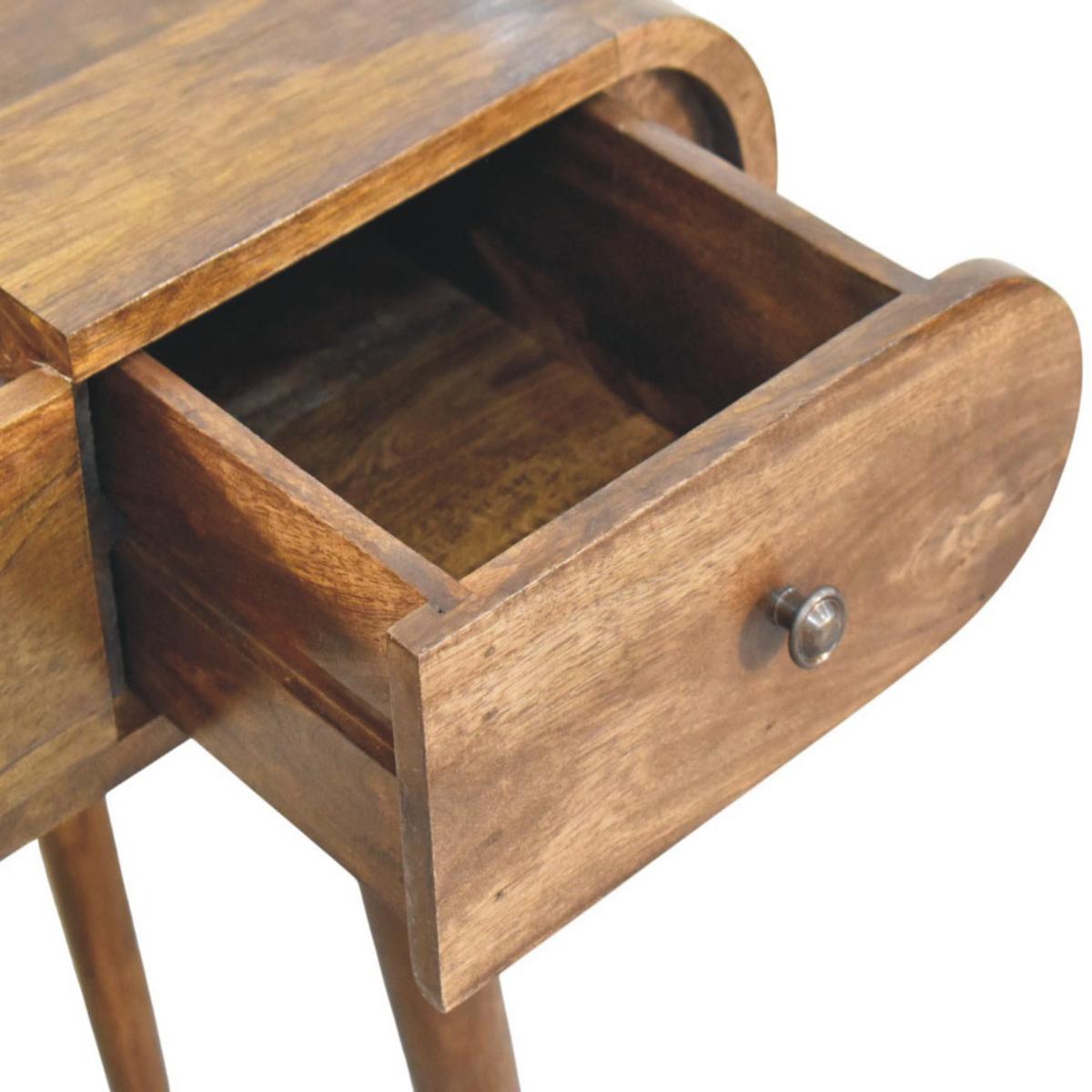 KOSMETIKTISCH Konturierte Rundung - Dunkelbraun/Messingfarben, Holz/Metall (100/80/40cm) - Artisan Furniture